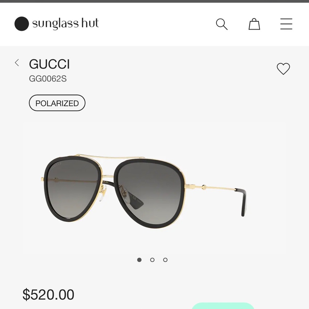 Gucci Gold Framed Aviator Sunglasses